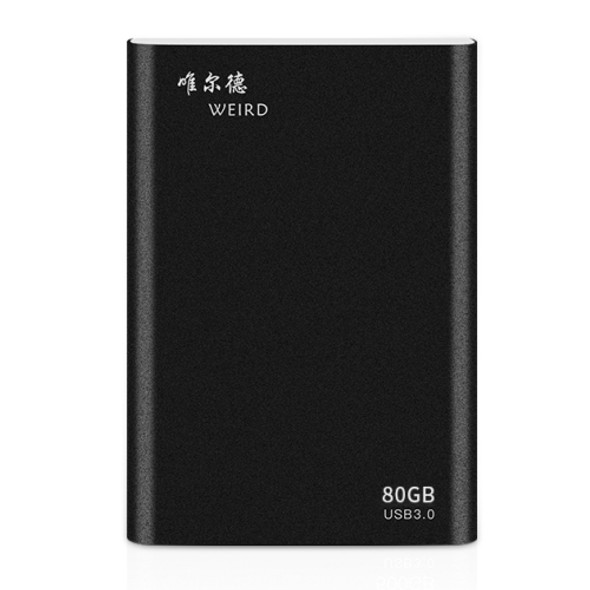 WEIRD 80GB 2.5 inch USB 3.0 High-speed Transmission Metal Shell Ultra-thin Light Solid State Mobile Hard Disk Drive (Black)