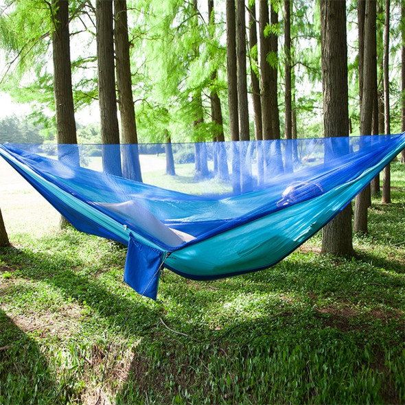 Portable Outdoor Parachute Hammock with Mosquito Nets (Dark Blue + Baby Blue)