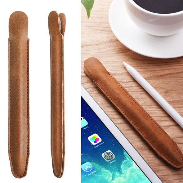 Stylus Pen Protective PU Leather Pouch Holder Storage Case for Apple Pencil(Brown)