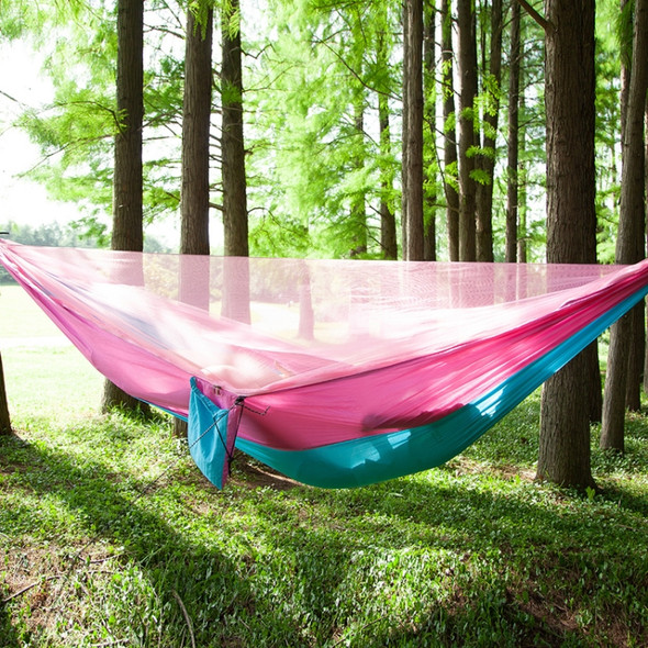 Portable Outdoor Parachute Hammock with Mosquito Nets (Pink Blue)