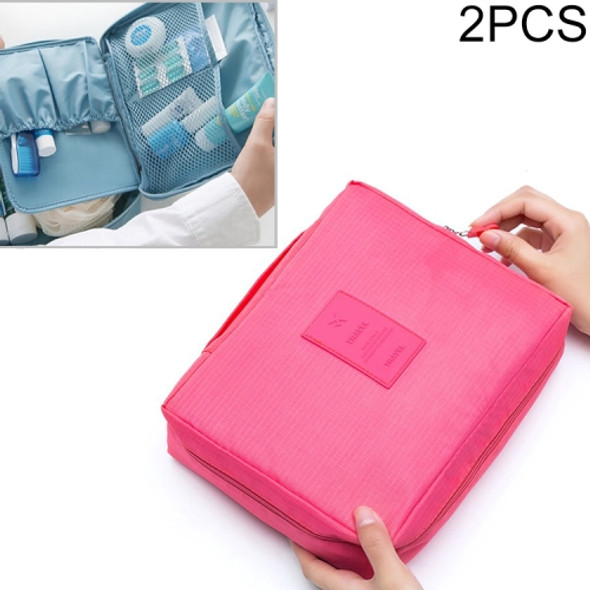 2 PCS Waterproof Make Up Bag Travel Organizer for Toiletries Kit(Rose Red)