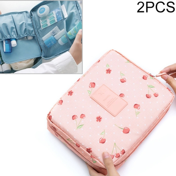 2 PCS Waterproof Make Up Bag Travel Organizer for Toiletries Kit(Pink cherry)