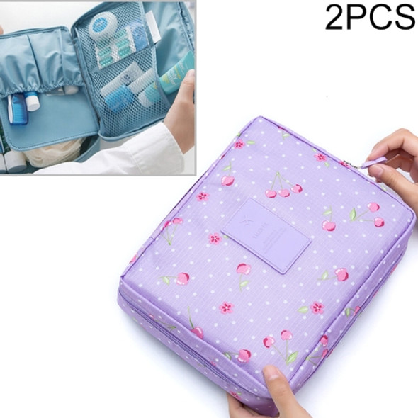 2 PCS Waterproof Make Up Bag Travel Organizer for Toiletries Kit(Purple cherry)