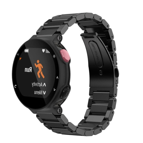 Universal Smart Watch Three Steel Strips Wrist Strap Watchband for Garmin Forerunner 220 / 230 / 235 / 630 / 620 / 735(Black)