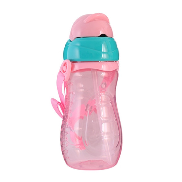 Baby Water Feeding Bottle With Straw Portable Cartoon Save Cups Sports Bottles Baby Feeding Cups(Pink)