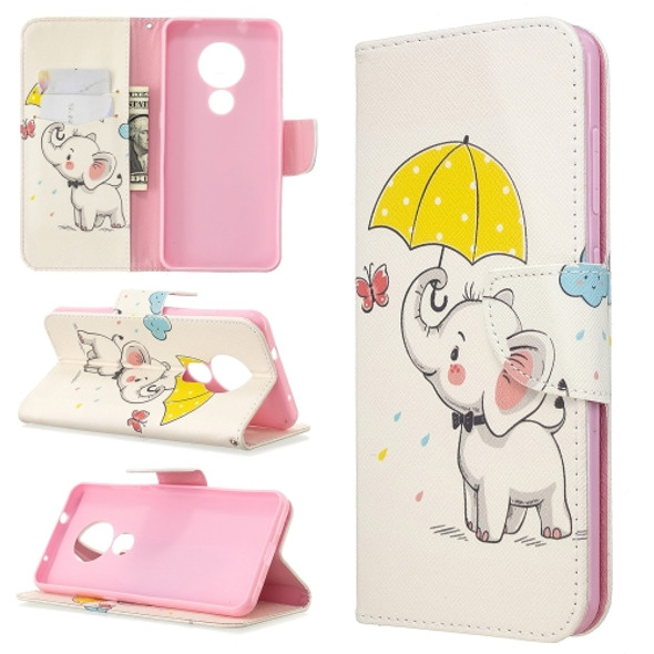 For Nokia 6.2 / 7.2 Colored Drawing Pattern Horizontal Flip Leather Case with Holder & Card Slots & Wallet(Elephant)