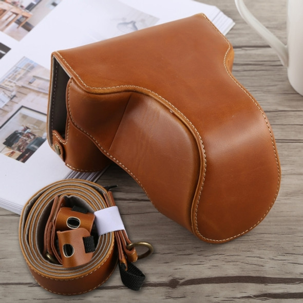 Full Body Camera PU Leather Case Bag with Strap for Fujifilm X-A5 (Brown)