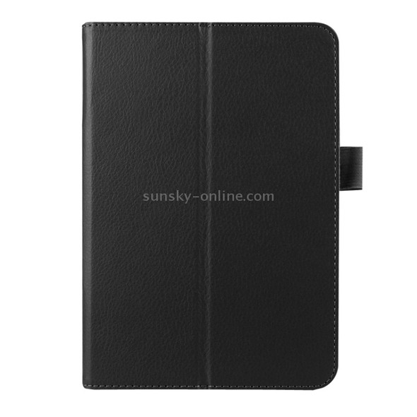 Litchi Texture Horizontal Flip Solid Color Smart Leather Case with Two-folding Holder & Sleep / Wake-up Function for Galaxy Tab S2 8.0 / T715(Black)