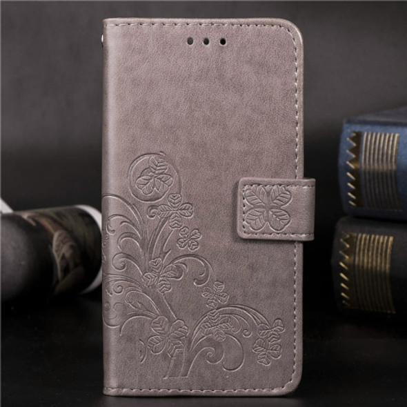 For Nokia 3.1 Plus Pressed Flowers Horizontal Flip Leather Case With Magnetic Buckle & Holder & Card Slots & Wallet (Gray)