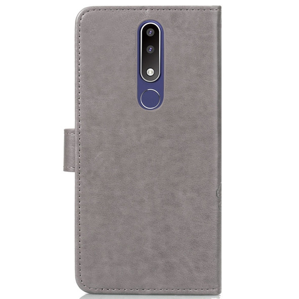 For Nokia 3.1 Plus Pressed Flowers Horizontal Flip Leather Case With Magnetic Buckle & Holder & Card Slots & Wallet (Gray)