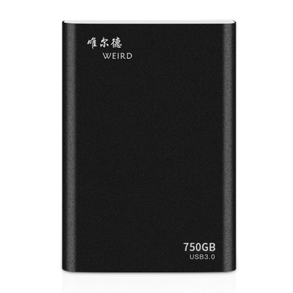 WEIRD 750GB 2.5 inch USB 3.0 High-speed Transmission Metal Shell Ultra-thin Light Solid State Mobile Hard Disk Drive (Black)