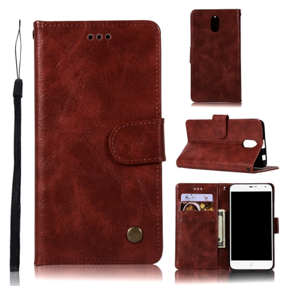 For Lenovo Vibe P1M Retro Copper Button Crazy Horse Horizontal Flip PU Leather Case with Holder & Card Slots & Wallet & Lanyard(Wine Red)