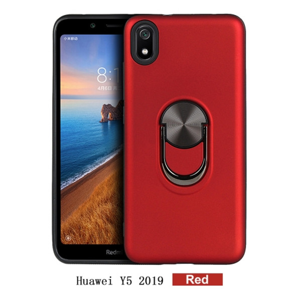 For Huawei Y5(2019)  360 Rotary Multifunctional Stent PC+TPU Case with Magnetic Invisible Holder(Red)