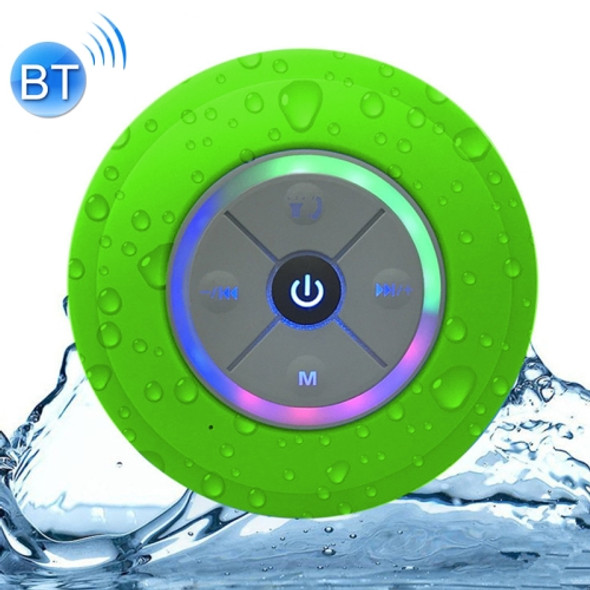 BTS-08 Wireless Bluetooth Speaker Waterproof Led FM Radio Subwoofer Bluetooth Column TF Card Suction Cup Mini Shower Speaker(Green)