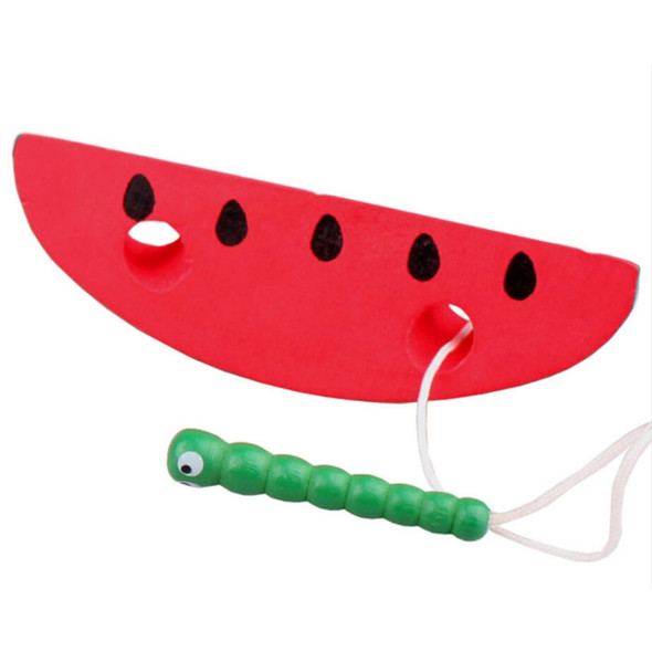 Wooden Toys Threading Caterpillars Eat Watermelon Novelty Funny Educational Wood Toys