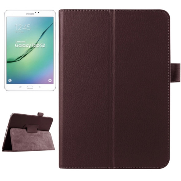 Litchi Texture Horizontal Flip Solid Color Smart Leather Case with Two-folding Holder & Sleep / Wake-up Function for Galaxy Tab S2 8.0 / T715(Brown)