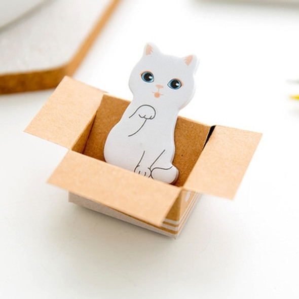 3D Kawaii Cat Box Stickers Cute Cartoon Stationery Sticky Notes(White Cat)