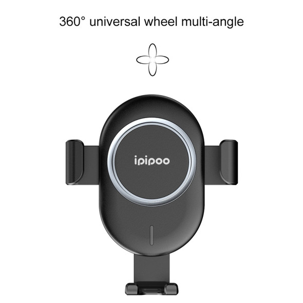 ipipoo WP-2 Qi Standard Wireless Charger Gravity Sensing Car Air Outlet Phone Holder, Suitable for 4.7 - 6.0 inch Smartphones