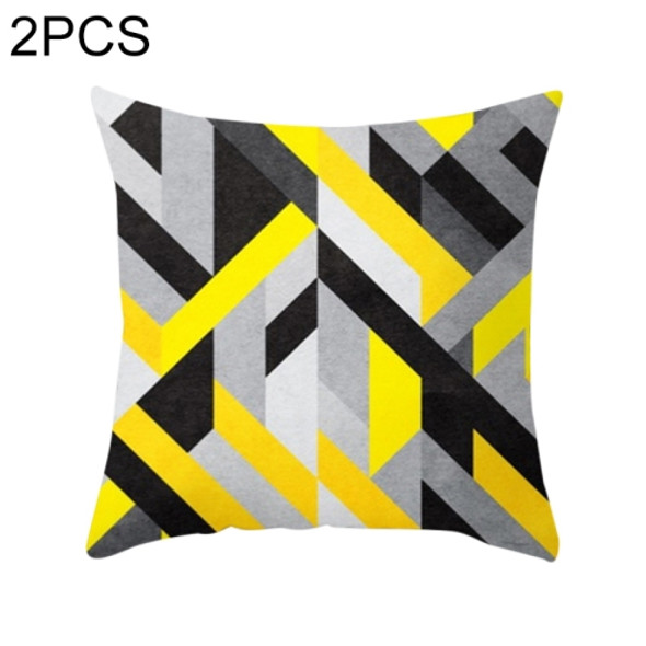 2 PCS 45x45cm Yellow Striped Pillowcase Geometric Throw Cushion Pillow Cover Printing Cushion Pillow Case Bedroom Office(17)