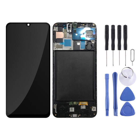 LCD Screen and Digitizer Full Assembly with Frame for Galaxy A50 SM-A505F (Black)