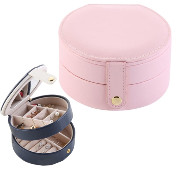 2 Tiers Jewelry Portable Box Makeup Earrings Case Storage Organizer Container(Light Pink)