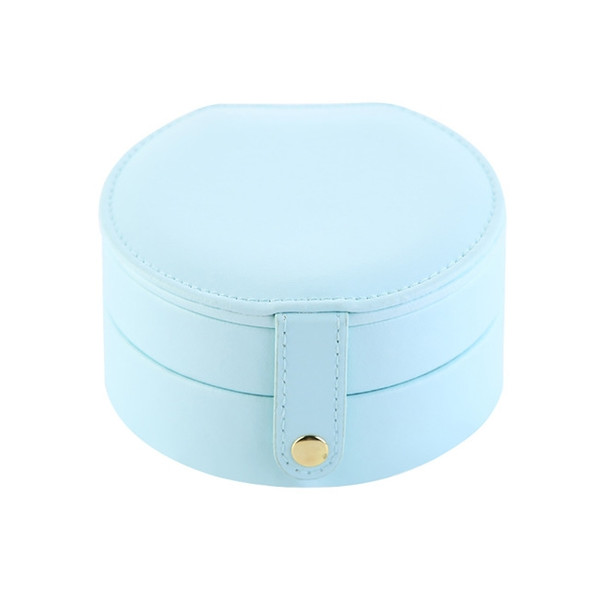 2 Tiers Jewelry Portable Box Makeup Earrings Case Storage Organizer Container(Light Blue)