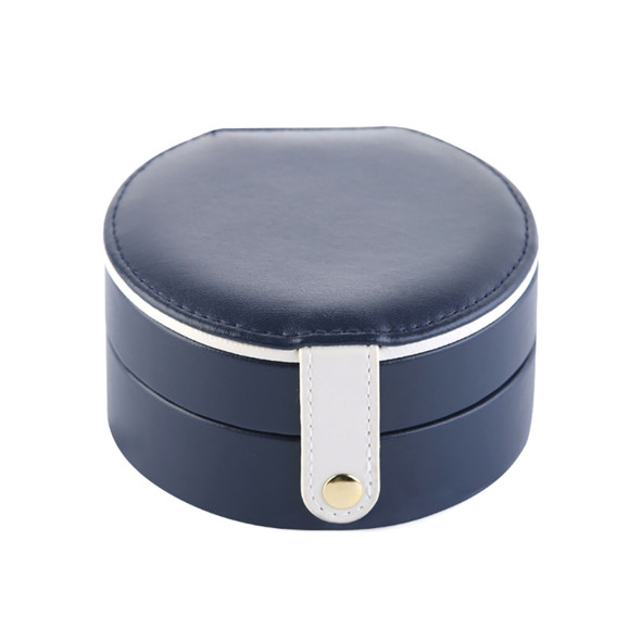 2 Tiers Jewelry Portable Box Makeup Earrings Case Storage Organizer Container(Dark Blue)