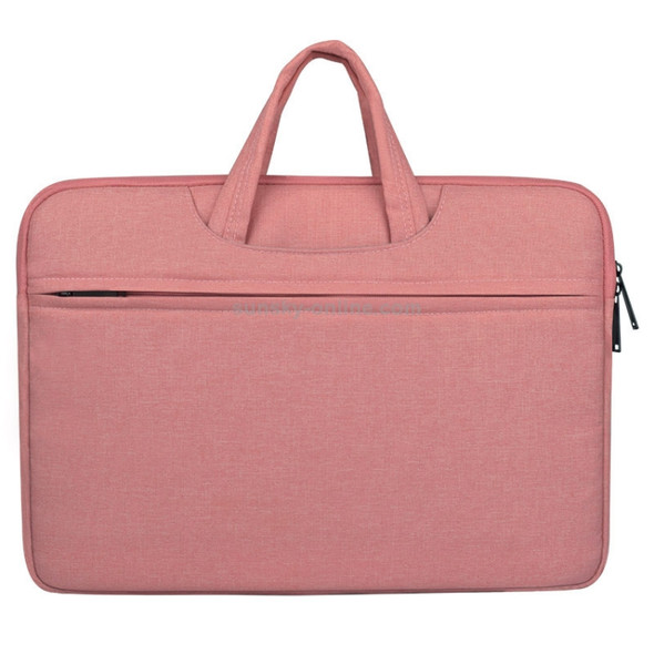 Breathable Wear-resistant Shoulder Handheld Zipper Laptop Bag, For 12 inch and Below Macbook, Samsung, Lenovo, Sony, DELL Alienware, CHUWI, ASUS, HP(Pink)