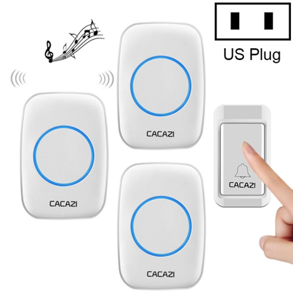 CACAZI A10G One Button Three Receivers Self-Powered Wireless Home Cordless Bell, US Plug(White)