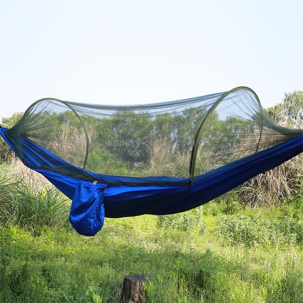 Portable Outdoor Camping Full-automatic Nylon Parachute Hammock with Mosquito Nets, Size : 290 x 140cm (Blue)