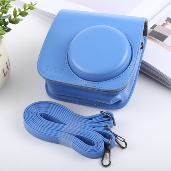 Retro Style Full Body Camera PU Leather Case Bag with Strap for FUJIFILM instax mini 9 / mini 8+ / mini 8(Blue)