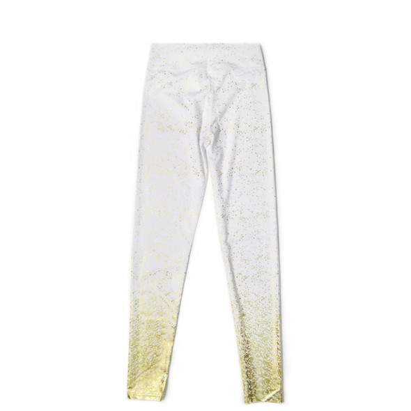 Bronzing Sequins Gradient High Waist Trousers Bottoming Yoga Exercise (White)