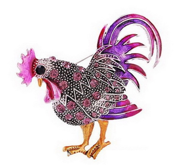 Personality Retro Cock Girl Brooch(Purple)