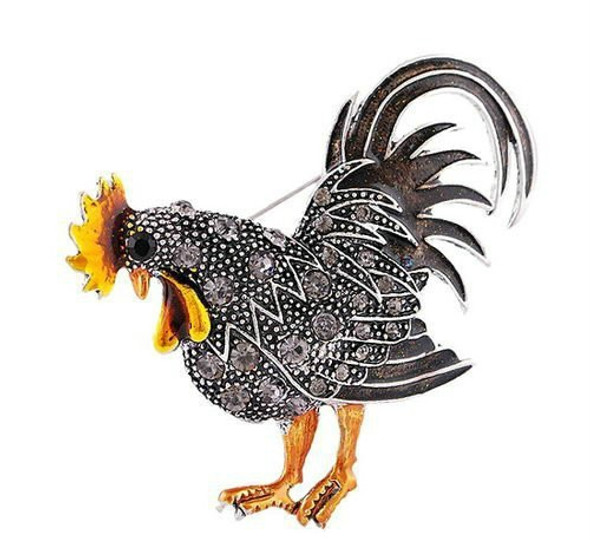 Personality Retro Cock Girl Brooch(Gray)