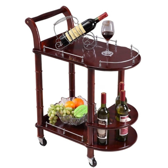 Hotel Dining Cart With Wheels Double Layer Wood Table Wine Cart Beauty Parlour Kitchen Trolleys Side Stand Hotel Furniture