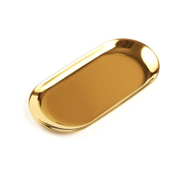 Home Decoration Stainless Steel Tray Jewelry Plate, Size:S(Gold)
