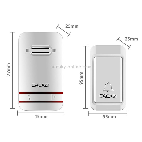 CACAZI V027G One Button One Receivers Self-Powered Wireless Home Kinetic Electronic Doorbell, EU Plug