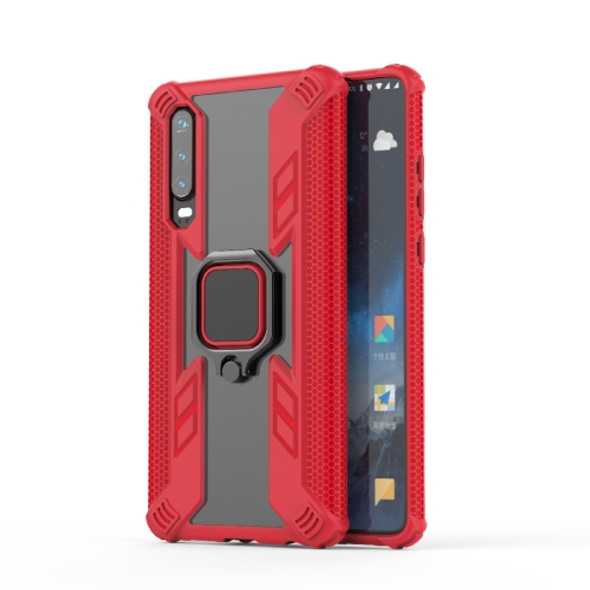 Iron Warrior Shockproof PC + TPU Protective Case for Huawei P30, with Ring Holder (Red)