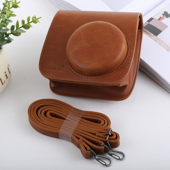 Retro Style Full Body Camera PU Leather Case Bag with Strap for FUJIFILM instax mini 9 / mini 8+ / mini 8(Brown)