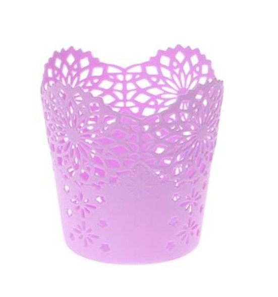 2 PCS Hollow Flower Brush Storage Pen Pot Organizer(Purple)