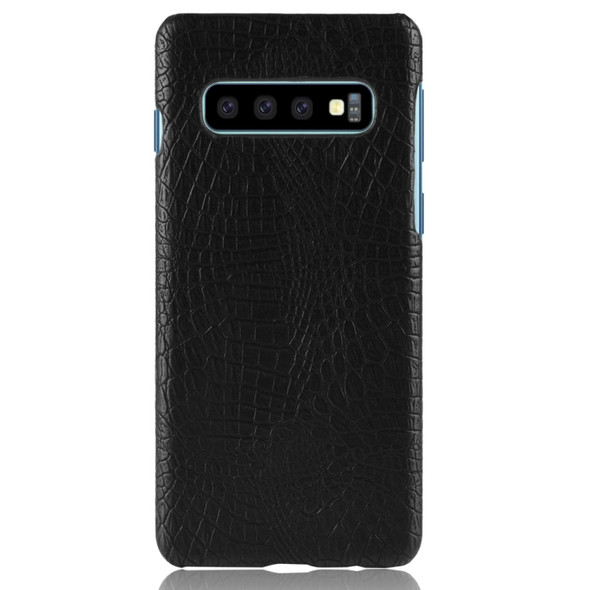 Shockproof Crocodile Texture PC + PU Case for Galaxy S10 (Black)
