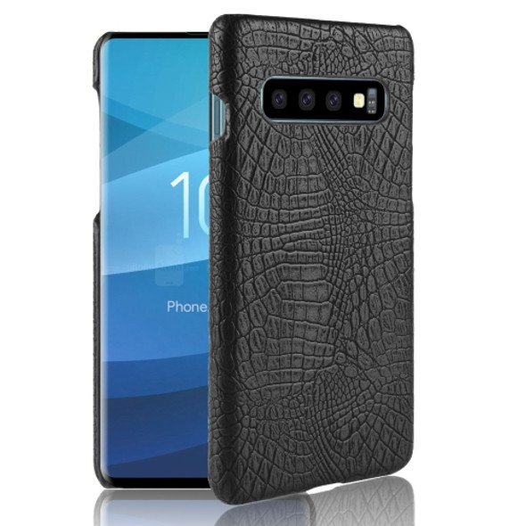 Shockproof Crocodile Texture PC + PU Case for Galaxy S10 (Black)