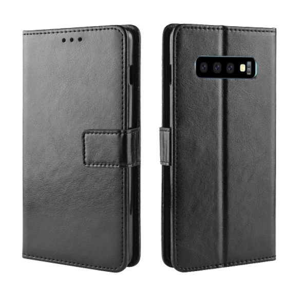 Retro Crazy Horse Texture Horizontal Flip Leather Case for Galaxy S10 (5G), with Holder & Card Slots & Photo Frame (Black)