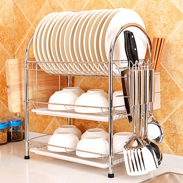 Multi-function Kitchen Stainless Steel Three Layers Arch Shape Rack Hanging Bowl Dish Holder