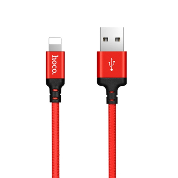 hoco X14 2m Nylon Braided Aluminium Alloy 8 Pin to USB Data Sync Charging Cable, For iPhone XR / iPhone XS MAX / iPhone X & XS / iPhone 8 & 8 Plus / iPhone 7 & 7 Plus / iPhone 6 & 6s & 6 Plus & 6s Plus / iPad(Red)