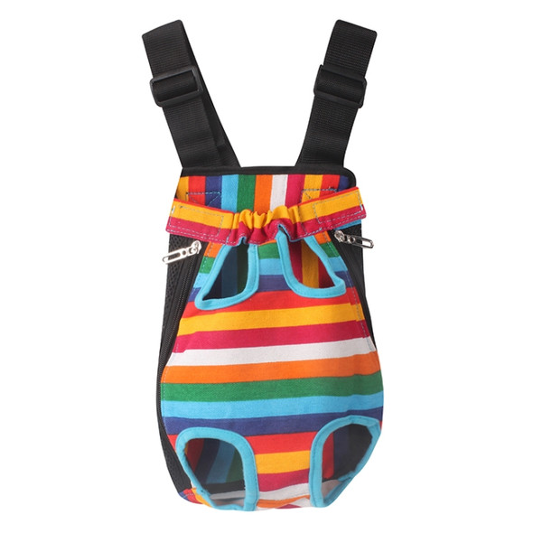 Traveling Portable Pet Chest Backpack Pet Carrier Bag, Size:L(Rainbow striped)
