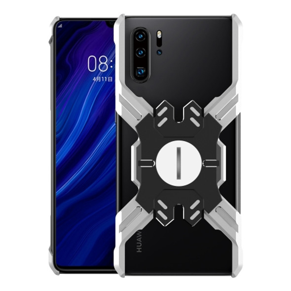 For Huawei P30 Hero Series Anti-fall Wear-resistant Metal Protective Case with Bracket(Silver Black)