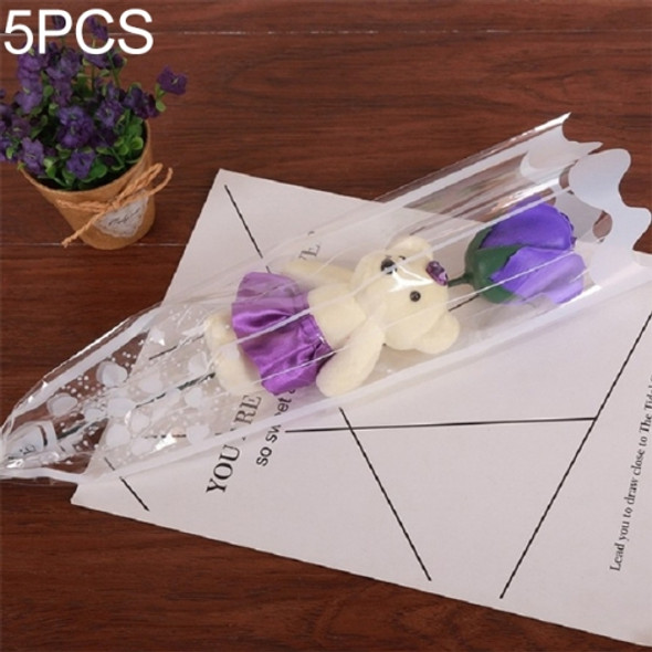 5 PCS Rose Bear Bouquet Mother's Valentine Gift(Purple)