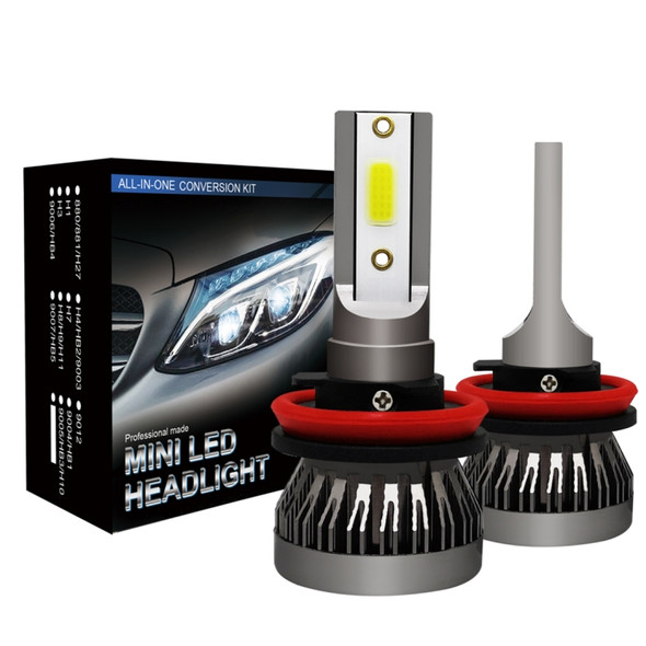 2 PCS H8 / H9 / H11 18W 3000LM 6000K IP68 Mini LED Headlight Bulbs High Beam Conversion Kit DC 9-36V(Cool White)