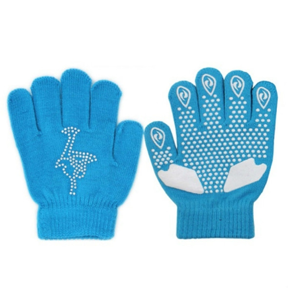 Non-slip Upgrade Version Children Skating Gloves Full Finger Rhinestone Anti-slip Gloves(Ice Man Blue)